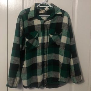 Vintage Green Plaid Button-Up